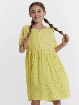 Платье для девочек нежно-желтое с цветами