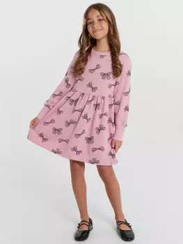 Платье для девочек розовое с принтом