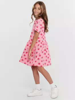 Платье для девочек розовое с принтом