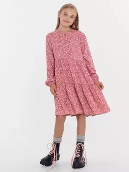 Платье для девочек темно-розовое в цветочки