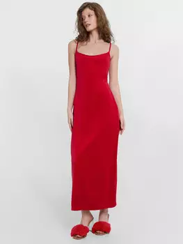 Платье домашнее женское красное велюровое