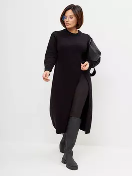 Платье-джемпер теплое оверсайз с разрезом