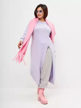 Платье-джемпер теплое оверсайз с разрезом