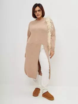 Платье-джемпер теплое оверсайз с разрезом