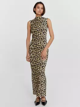 Платье mark formelle x ольга бузова леопардовое с вырезом на спине