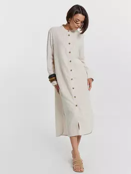 Платье-рубашка женское бежевое в полоску