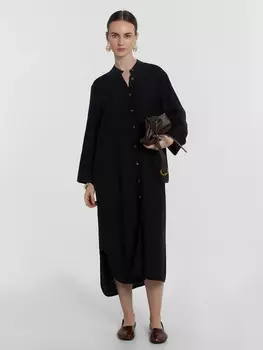 Платье-рубашка женское черное