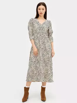 Платье женское бежевое с цветочным принтом