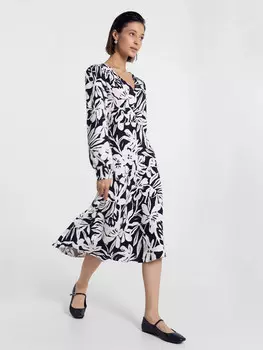 Платье женское черное с белыми цветами