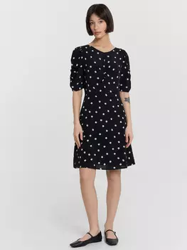 Платье женское черное с цветочным принтом