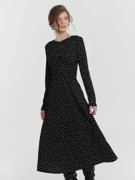 Платье женское черное в горошек