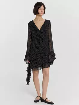 Платье женское черное в горошек