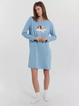Платье женское домашнее туманно-голубая с купидонами