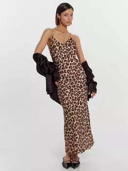 Платье женское домашнее с леопардовым принтом