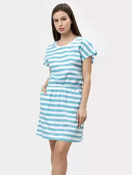 Платье женское домашнее в бело-бирюзовую полоску