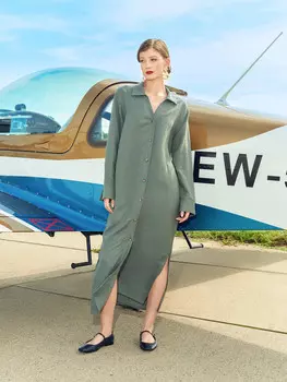 Платье женское хаки из льняной коллекции