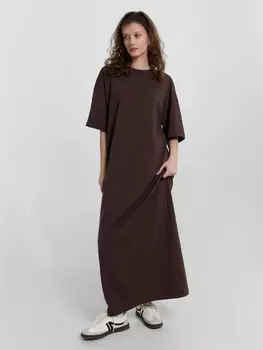 Платье женское коричневое длинное