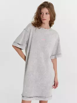 Платье женское серое с обработкой эйсид