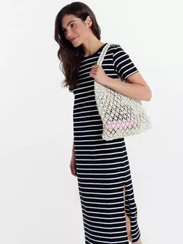 Платье женское в черно-белую полоску