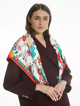 Платок "Дымковская игрушка", 90*90