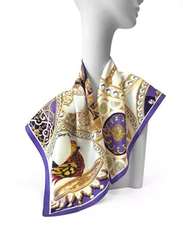 Платок "Фаберже Яйцо-часы Петушок", 65*65