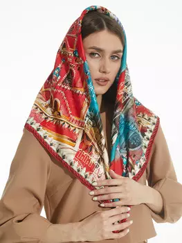 Платок "Москва Кремль Фаберже ", 90*90