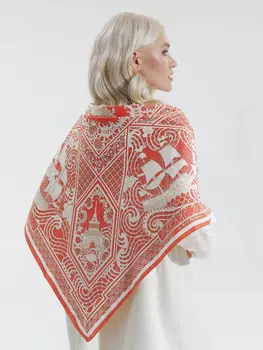 Платок " Русская резьба по кости", 90*90