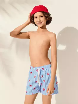 Плавательные шорты для мальчиков голубые в полоску