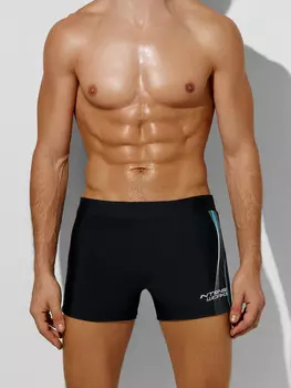 Шорты для плавания мужские черные с надписью