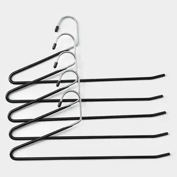 Плечики - вешалки для брюк и юбок антискользящие, одноуровневые, 14,535 см, 5 шт, цвет черный