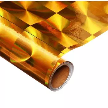 Пленка самоклеющаяся голография золотая лучи 0,45м х3м 3мкр