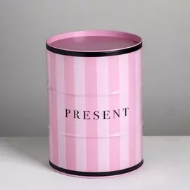 Подарочная банка - бочка present, 13.5 х 13,5 х 18 см