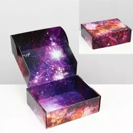 Подарочная коробка, двусторонняя космический подарок 27 х 21 х 9 см