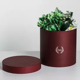 Подарочная коробка круглая, цвет бордовый, 20 × 20 х 20 см