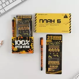 Подарочный набор, планер 50 листов, стикеры-закладки и ручка пластик