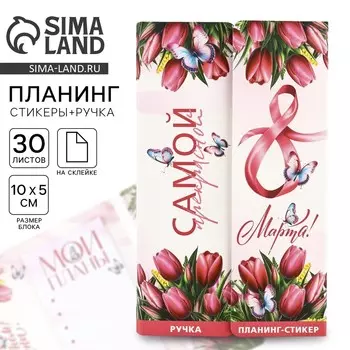 Подарочный набор, планинг-стикеры 30 л, ручка пластик