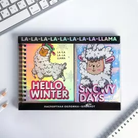 Подарочный набор новогодний, голографический блокнот и обложка на паспорт, hello winter