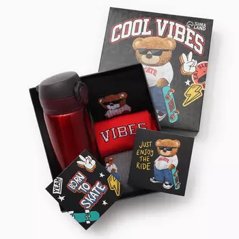 Подарочный набор kaftan cool vibes: термос и носки 3 пары, размер 33-35 (20-22 см)