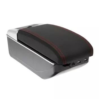 Универсальный подлокотник, 7 usb, pu кожа, черный, провод usb в комплекте