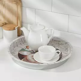 Поднос, 34×34×4 см, цвет бежевый