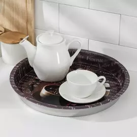 Поднос, 34×34×4 см, цвет коричневый