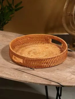 Поднос круглый, 356 см, ротанг