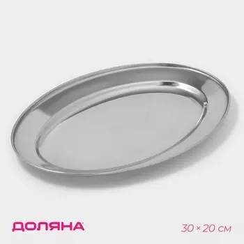 Поднос овальный из нержавеющей стали доляна, 3020 см, серебристый