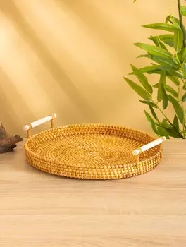 Поднос плетеный 28х28х3 см, ротанг