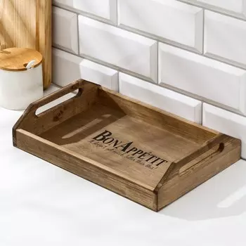 Поднос деревянный с декором доляна, с покрытием, 30206 см, сосна