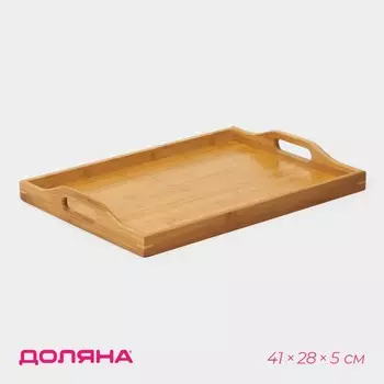 Поднос с ручками доляна striata, 40295 см, бамбук