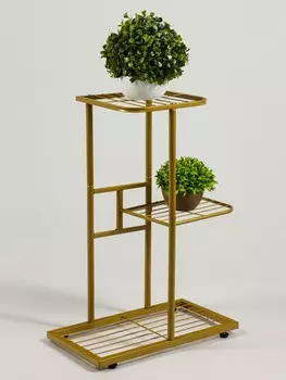 Подставка для цветов greengo, 3 полки, 432257 см, напольная, металл, цвет золотой