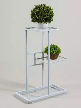 Подставка для цветов greengo, 3 полки, 432257 см, напольная, металл, белая