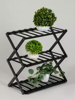 Подставка для цветов greengo, 3 полки, 502546 см, напольная, бамбук, черная