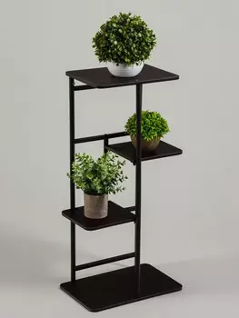 Подставка для цветов greengo, 4 полки, 362374 см, напольная, каркас металл, полки мдф, черная